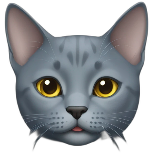 Russian blue cat celebrating no collar emoji