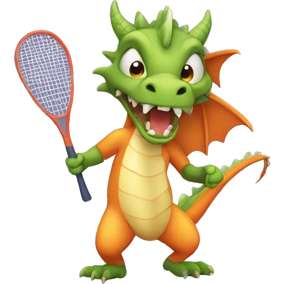 Dragon playing squash emoji