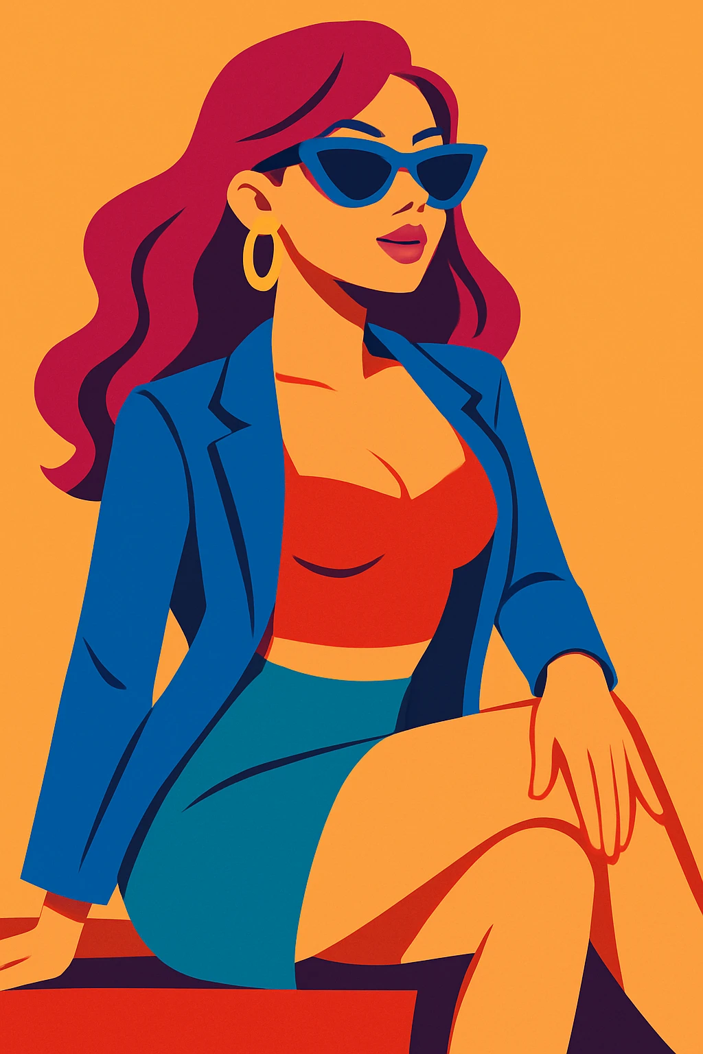 a sexy girl, stylish and confident, in a tasteful pose, vibrant colors, modern illustration emoji