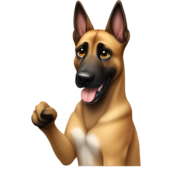 malinois say hello with hand emoji