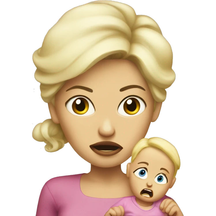 blonde Mama with angry baby emoji