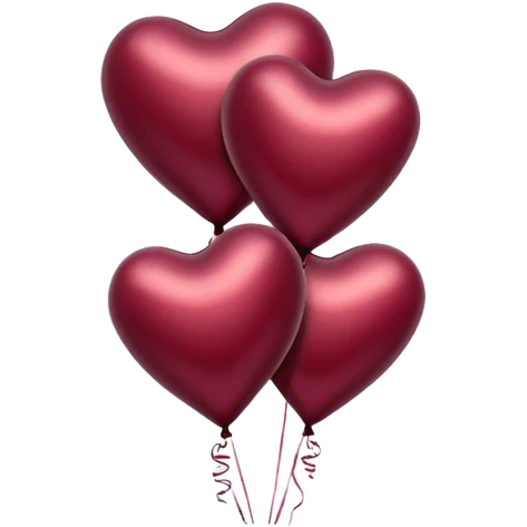 metallic heart-shaped balloons in burgundy  emoji