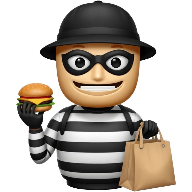 Burglar in the shape of a burger  emoji