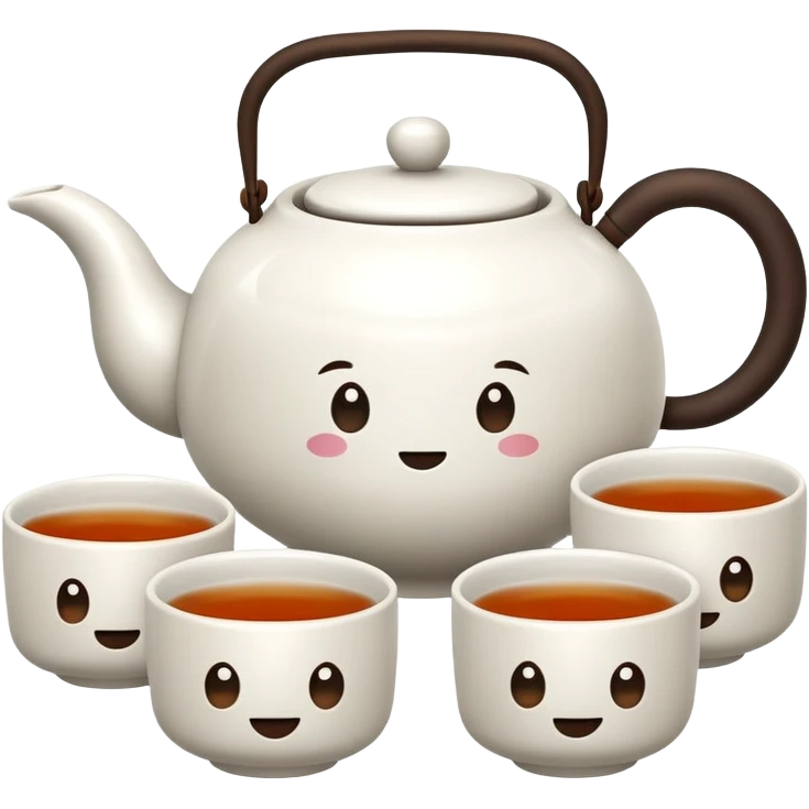 Chinese tea set with small teapot and cups for Kung Fu tea ceremony, emoji style emoji
