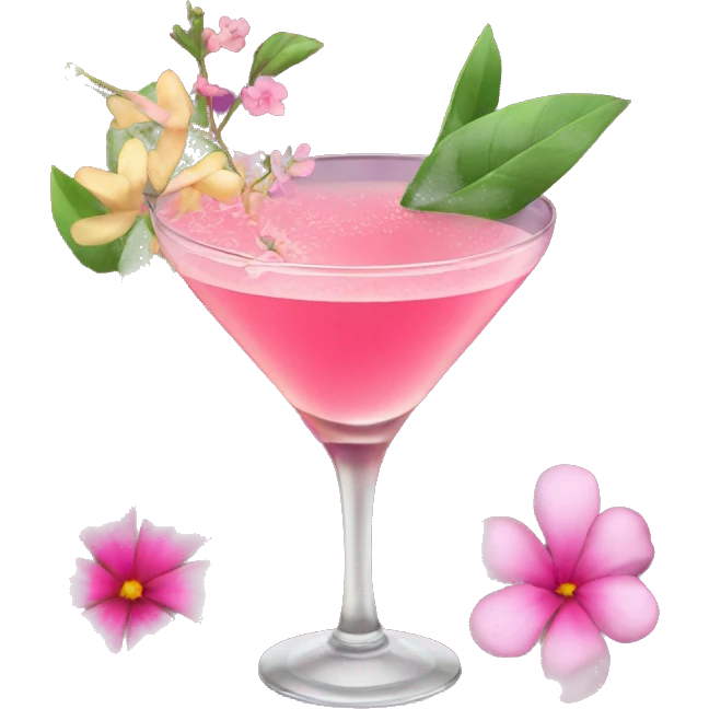 Cocktail with pink flowers emoji