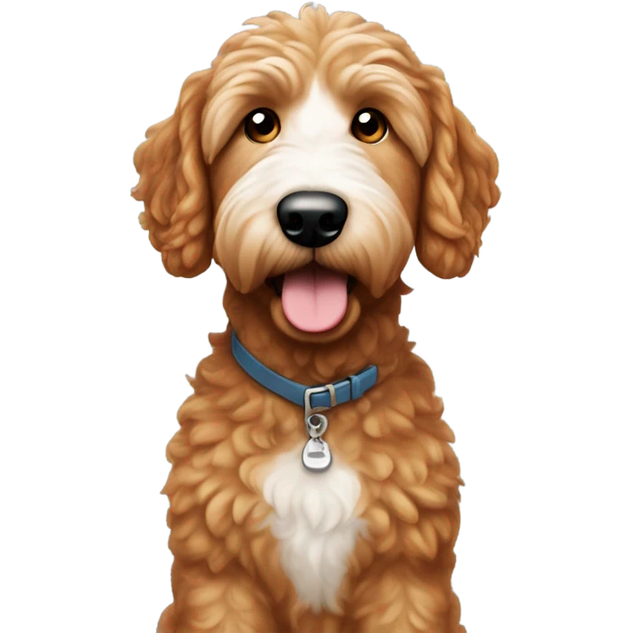 Ginger golden doodle with white nose and white tuft on head emoji