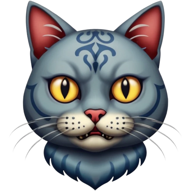 tattooed-scary-looking-cat-with-heavy-face-tattoes emoji