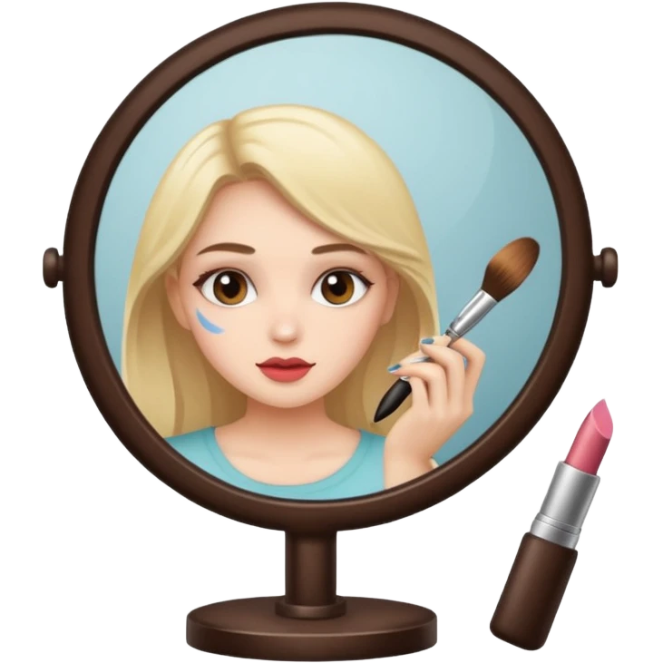 Girl doing makeup looking in a mirror emoji