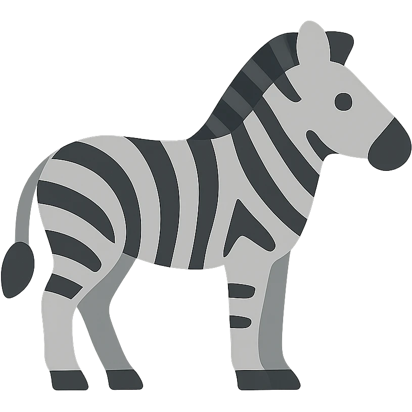 zebra, flat color icon, clean and modern emoji