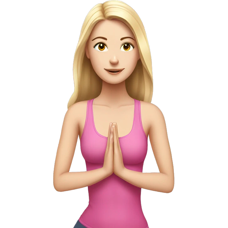 beautiful white girl doing yoga pink emoji