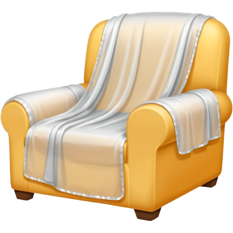 Furniture fully covered with a plastic drop cloth  emoji