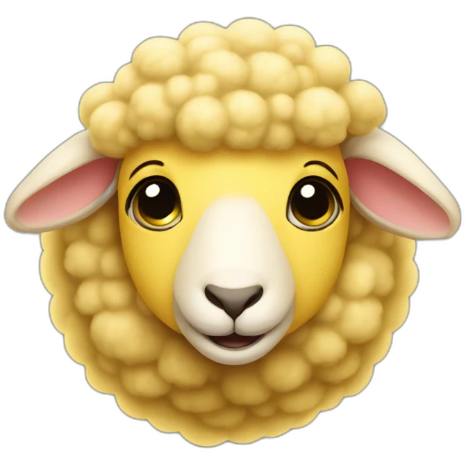 Yellow fleece sheep with big eyes and happy face emoji