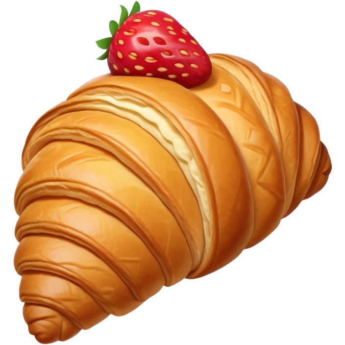 Realistic croissant with strawberry  emoji