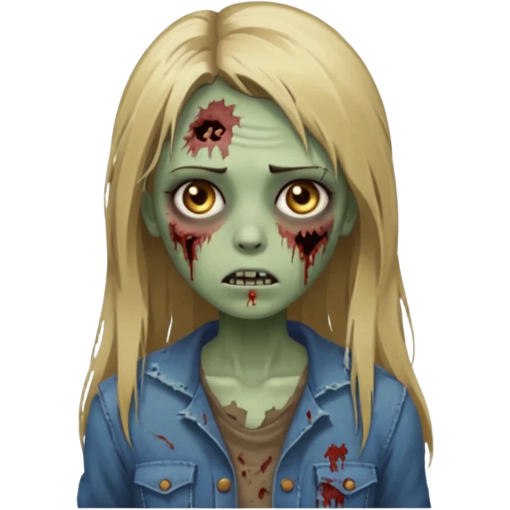 discret zumbi girl long dark blonde straight hair emoji