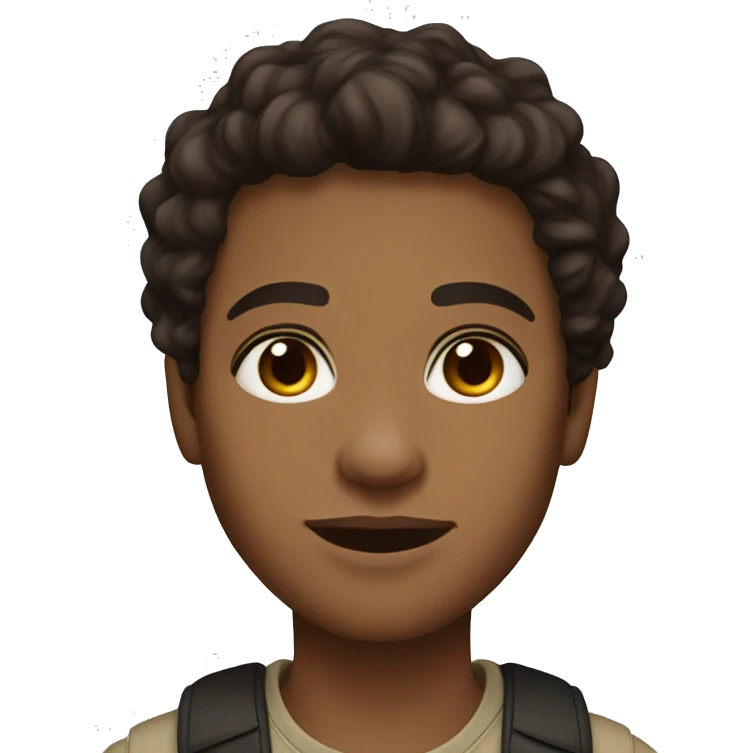 Warm olive toned skin with dark brown wavy hair and dark brown eyes emoji