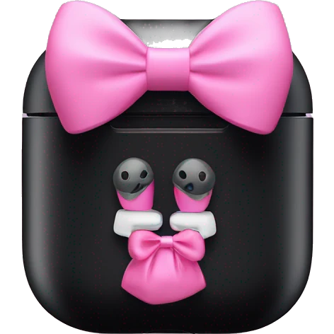 Black apple AirPods Max with pink bows emoji