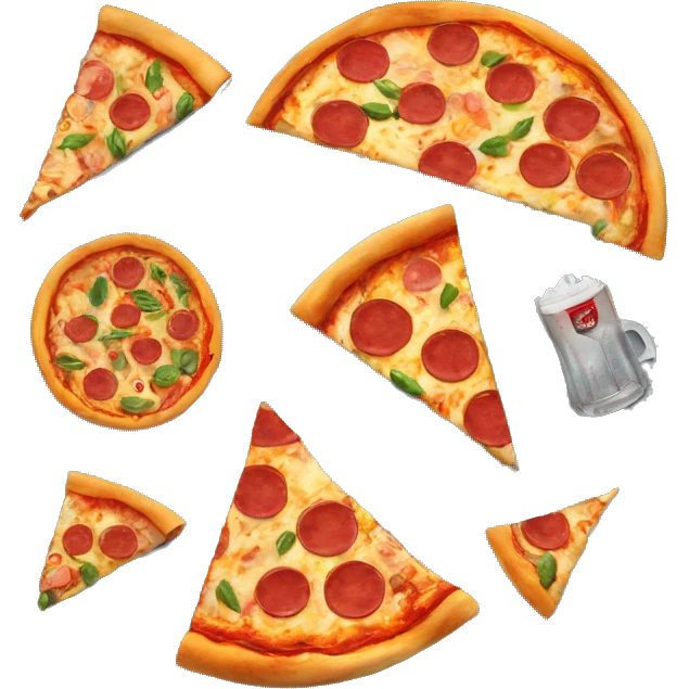 Metal tray with pizza and coke emoji