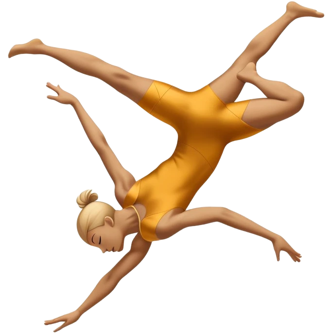 A dynamic emblem symbolizing acrobatic sports, featuring an abstract representation of an acrobat mid-performance, performing a graceful flip or aerial pose. The emblem should incorporate sleek lines and shapes that evoke motion and precision, with a clean, professional look. emoji