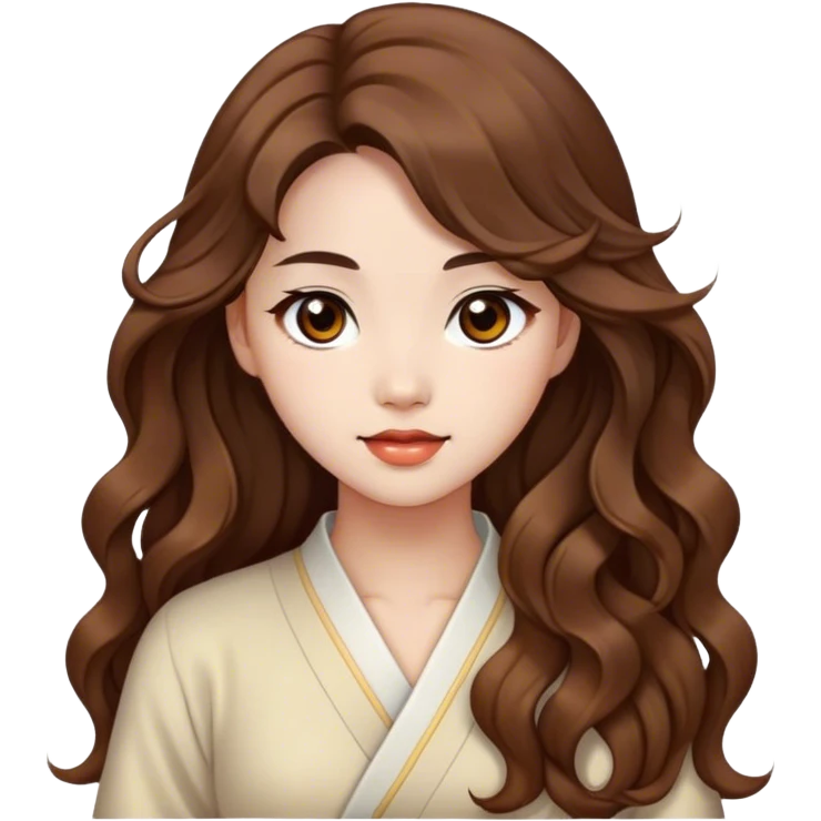 Beautiful girl,brown hair,wavy hair，long hair,Black eyes,Chinese emoji