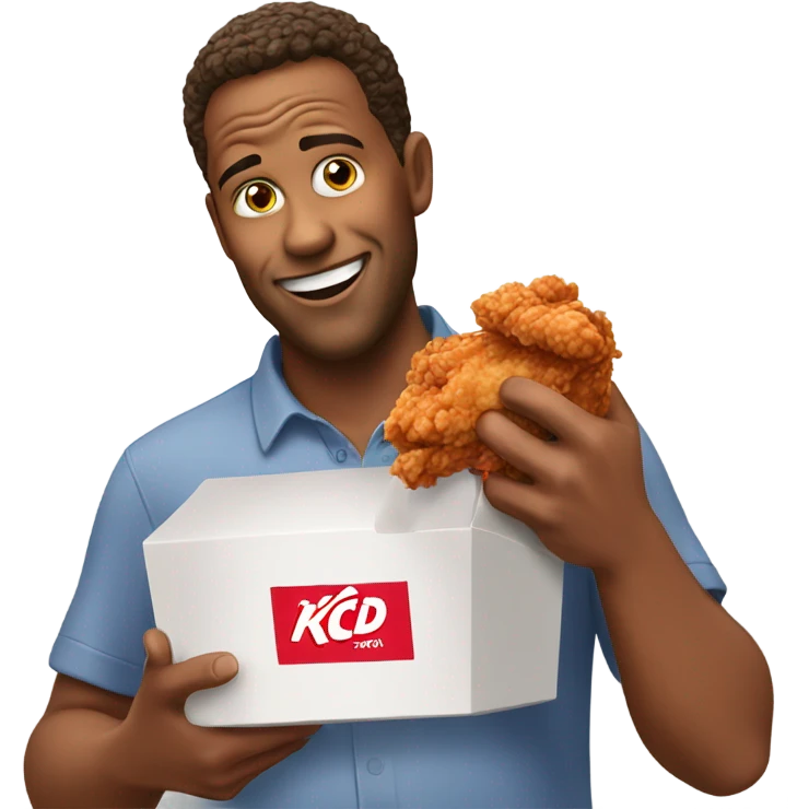 man eating chicken with a kfc box emoji