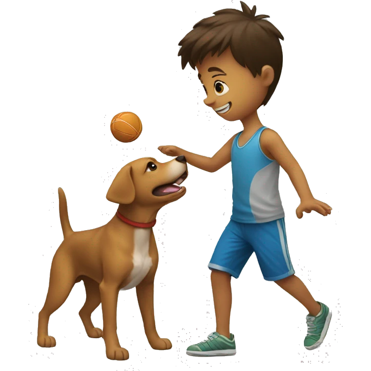 a little boy throwing ball to the dog emoji