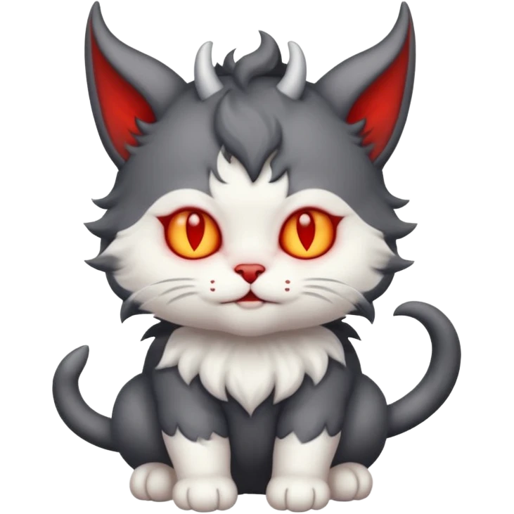 dark grey and white baby devil cat emoji
