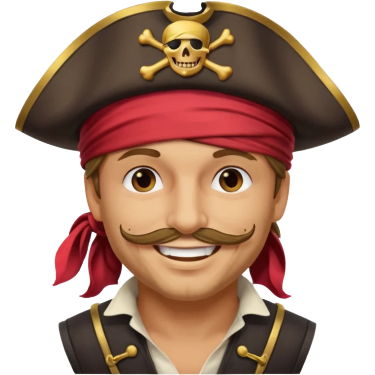 pirate captain blindfolded wearing pirate hat smiling emoji