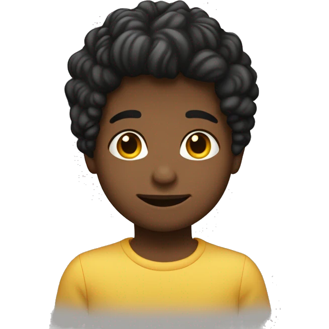 Un niño moreno con el pelo desordenado dándole un beso a un niña de pelo negro medio corto emoji