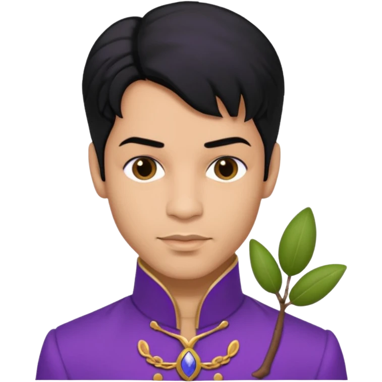 Prince Rogers Nelson with olive skin, black hair, purple outfit emoji