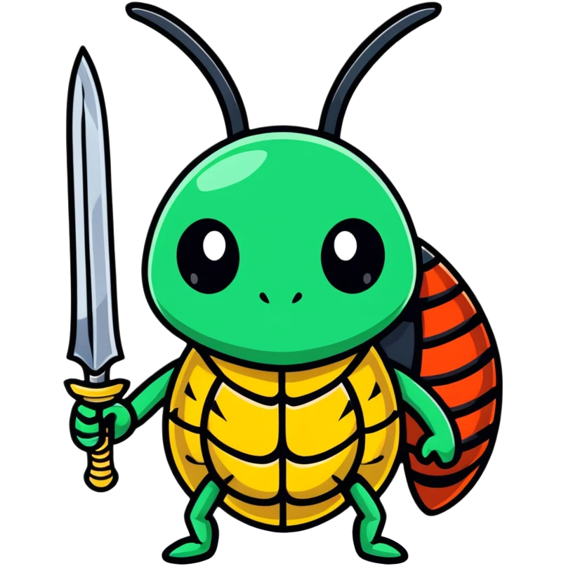 hype train bug character with sword emoji
