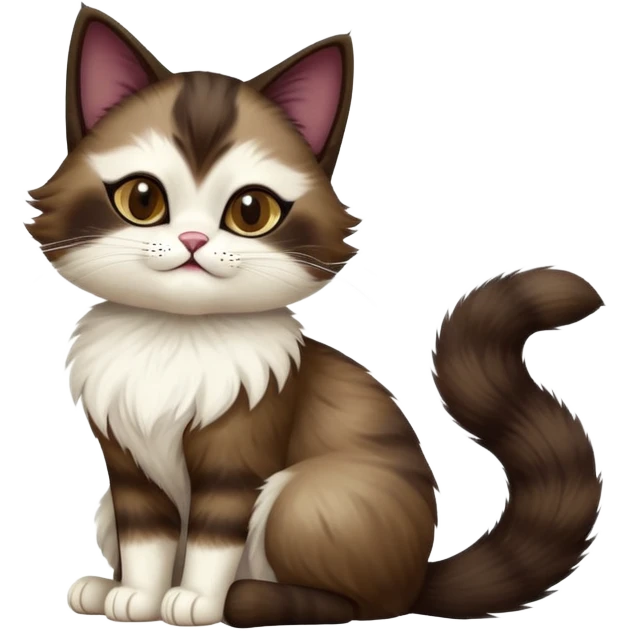 cinematic-[showshoe cat]-realistic-full-body-sitting-emoji,-tail-curled-playfully-around-its-paws,-head-tilted-dramatically,-fluffy-[dark brown mask]-fur,-simplified-yet-realistic-focused-features,-highly-detailed,-glowing-with-an-almost-sarcastic-glow emoji