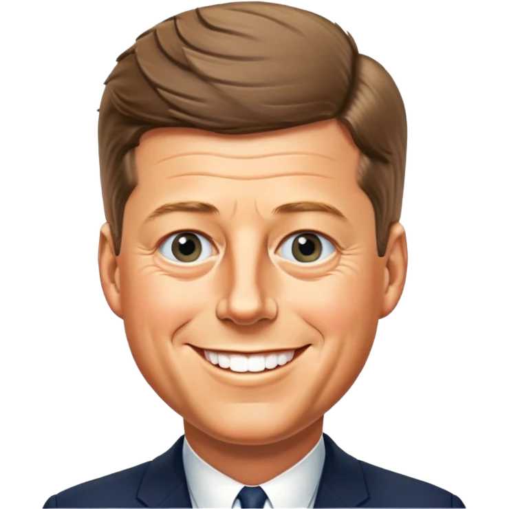 John F. Kennedy smiling face, minimal details, friendly diplomatic mood emoji