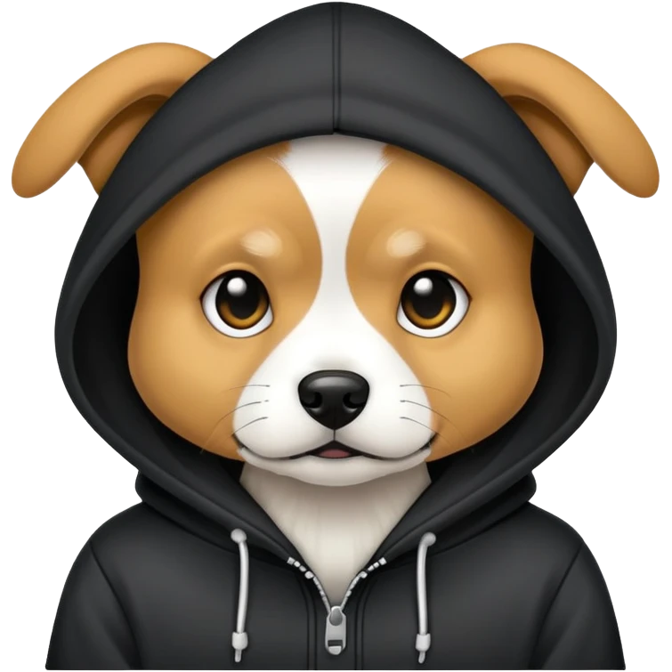Dog wearing a hoodie emo emoji