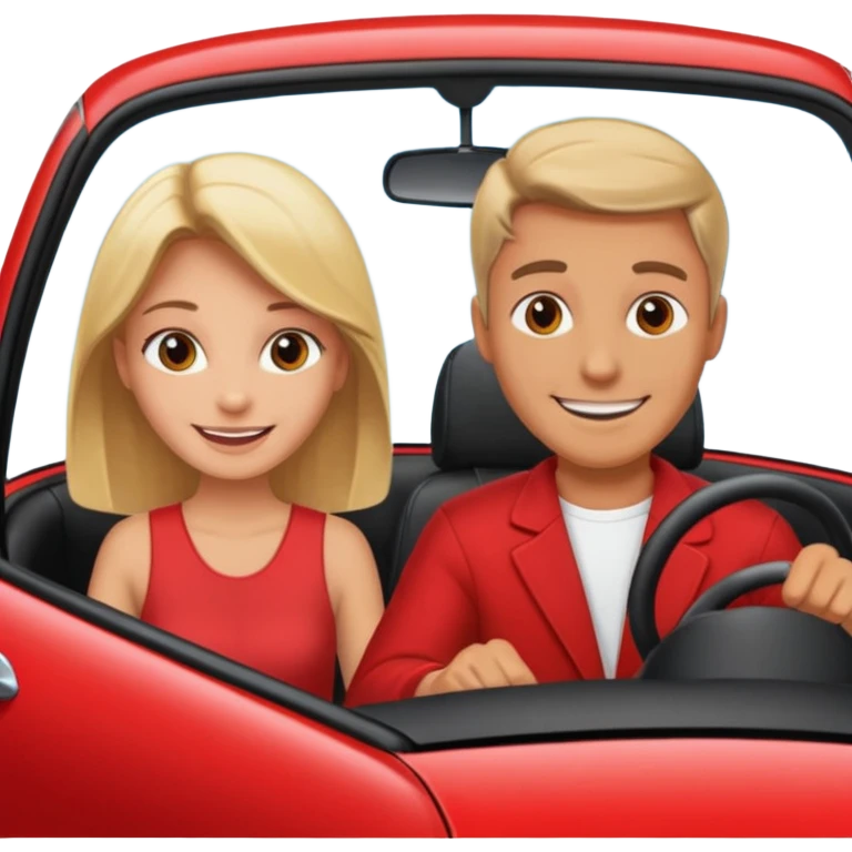Men drives to her lovely girl in car of love emoji