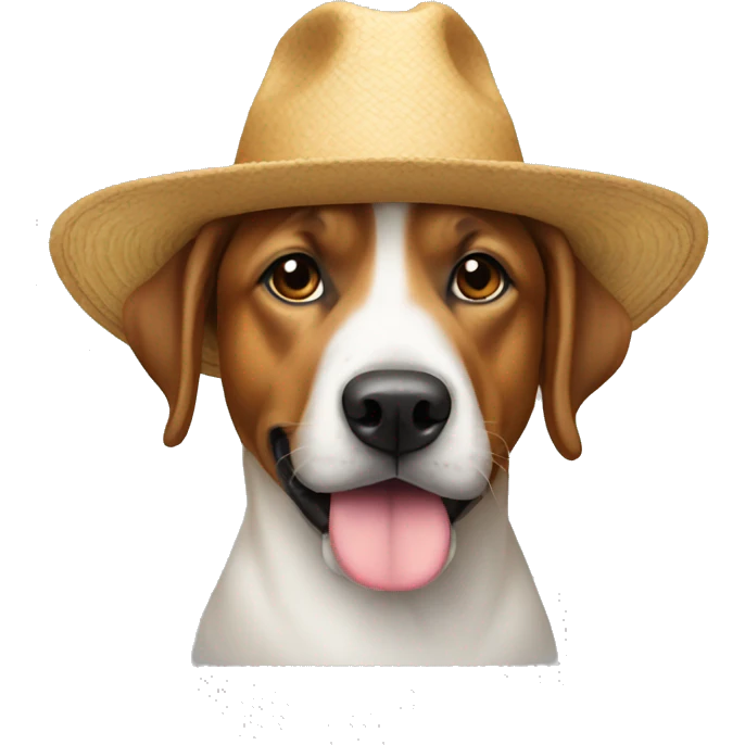 un chien avec un chapeau emoji