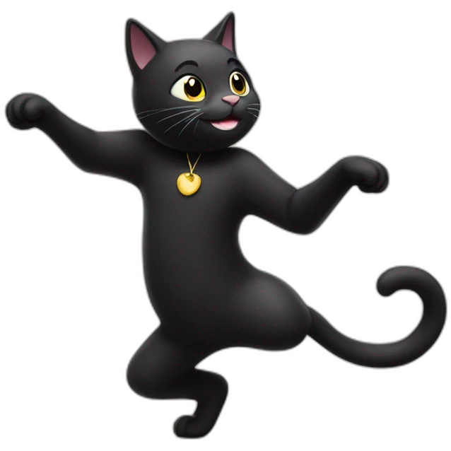 Black cat dancing emoji
