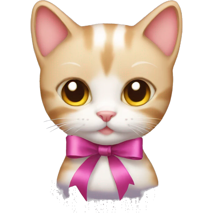 kitty wearing ribbon emoji