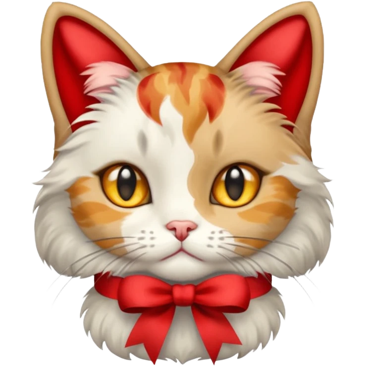 Dilute calico cat with ribbon emoji