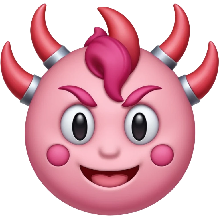 Kirby sitting with devil red horns emoji