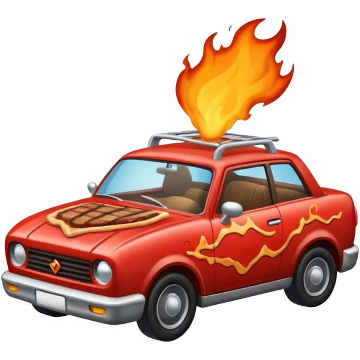 A piece of STeak driving a car emoji