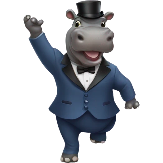 Tap dancing hippo emoji