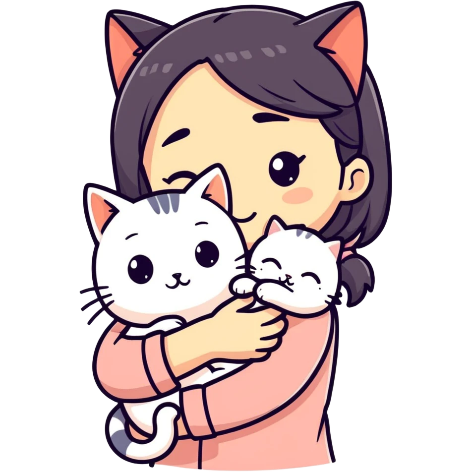 Black girl hugging a cat  emoji