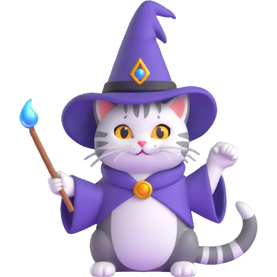 kitty wizard casting a spell emoji