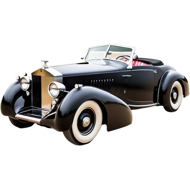 Wednesday Adam’s Blood stained Satanic Darth Vader black Bare bones (channeled cowl) drag racing and speed record modified (fenders removed) chopped streamlined sporty roadster that is a (stripped down) hot street rodded engine sports car 1952 Rolls Royce Woody futuristic  wide racing wheels emoji