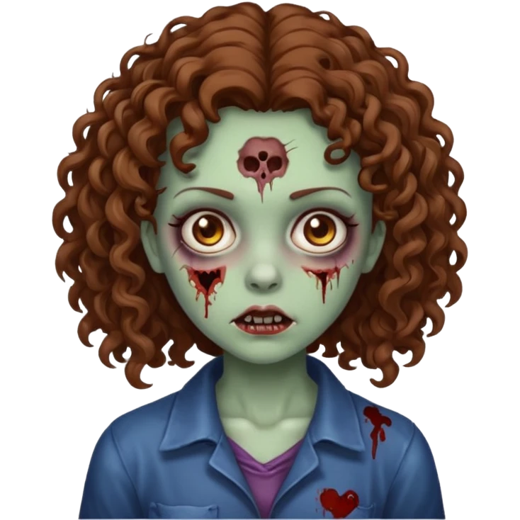 Zombie girl with Brown curly hair emoji