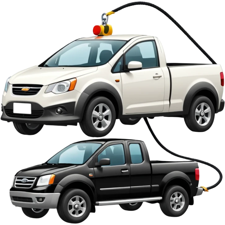 White c max being towed by black truck emoji
