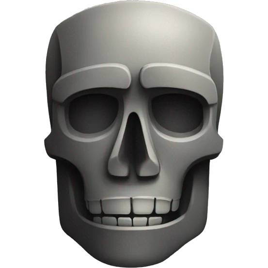 Moai skull emoji, side profile, 60% moai, 40% skull emoji