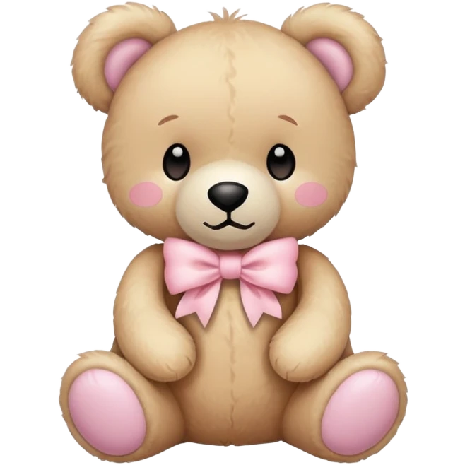teddy bear with pastel pink bow emoji