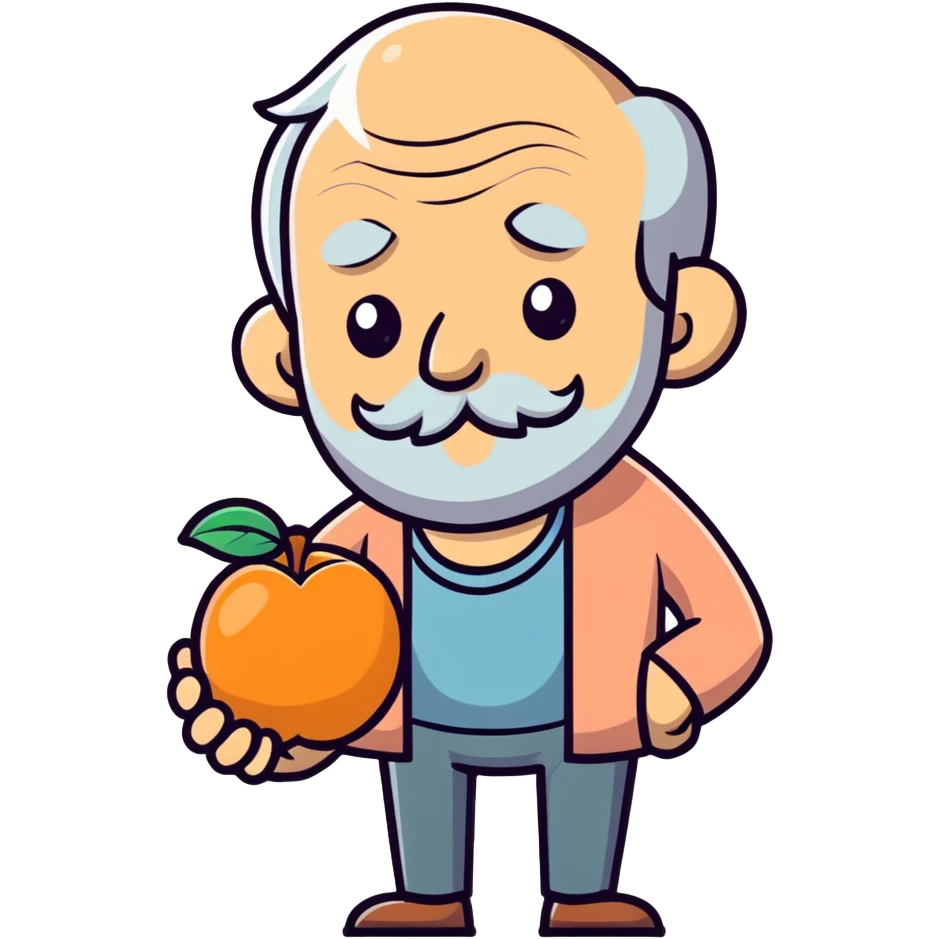 Old man holding a peach  emoji