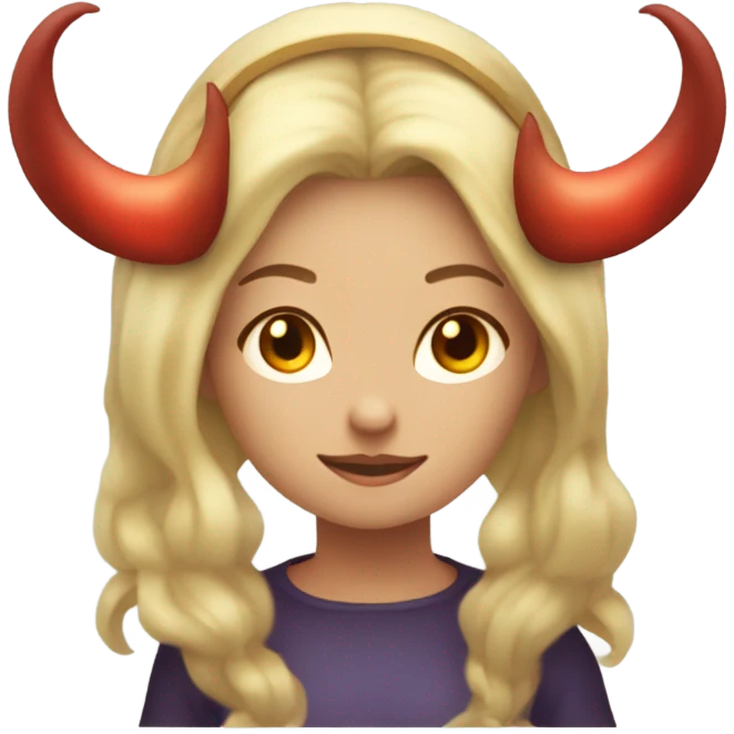 blonde girl with demon horns and halo emoji